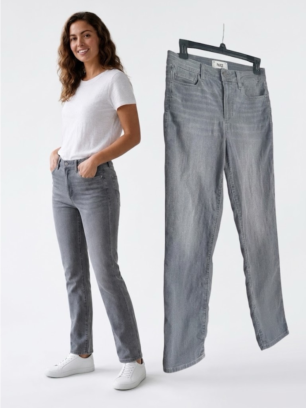 PAIGE Hoxton Slim Straight Jeans Size 28 Gray Wash Premium Denim